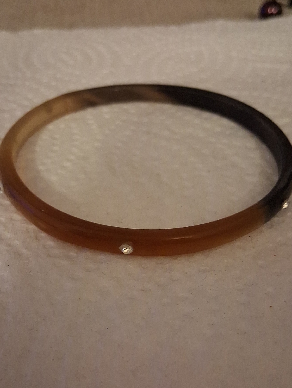 Gradient Brown Resin Bangle with Crystal Accent